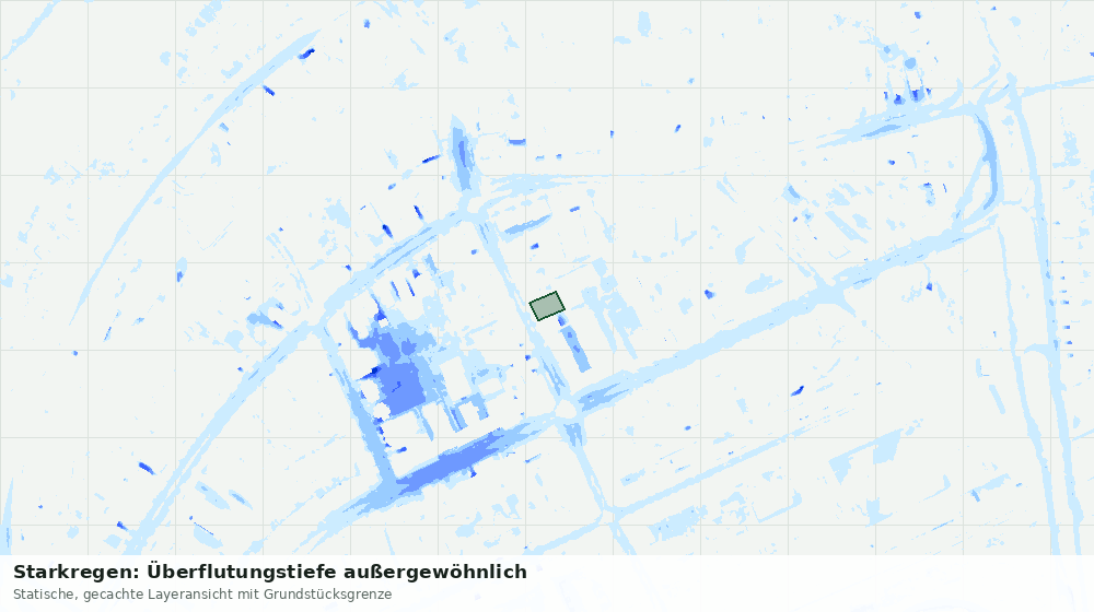 Statische Kartenansicht: Starkregen: Überflutungstiefe außergewöhnlich