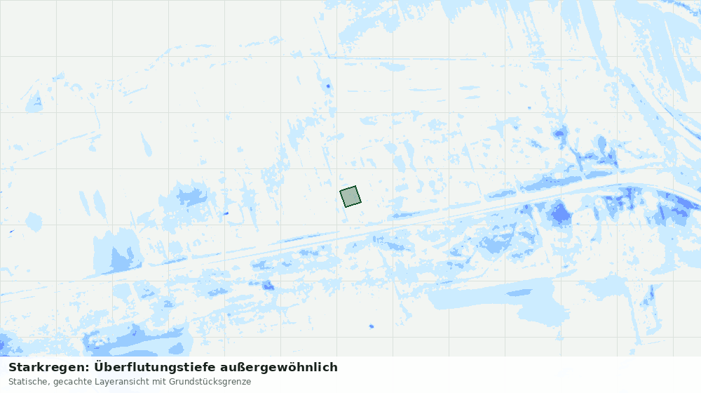 Statische Kartenansicht: Starkregen: Überflutungstiefe außergewöhnlich
