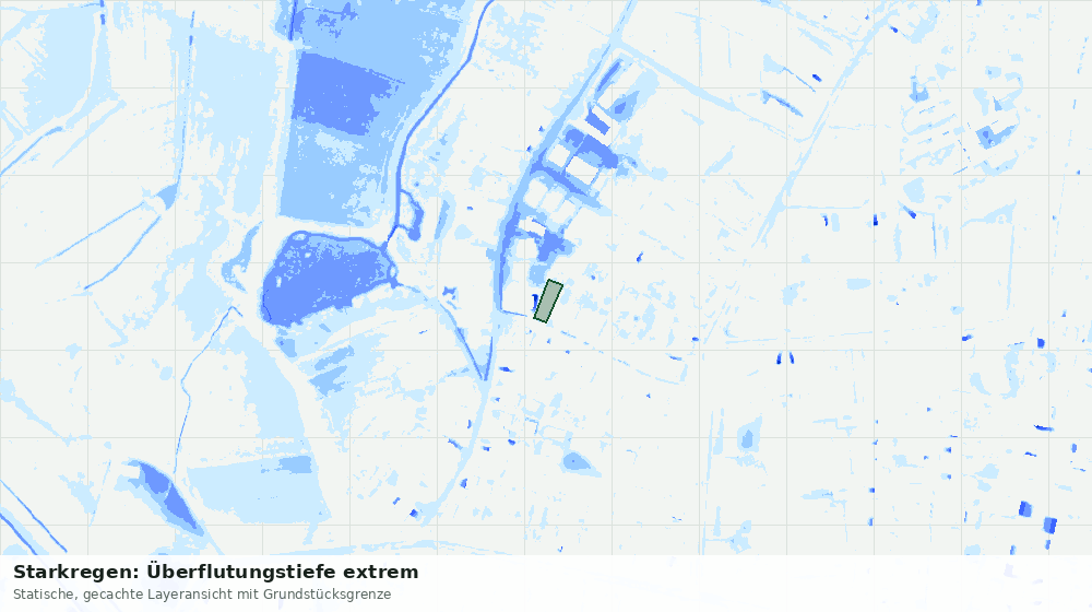 Statische Kartenansicht: Starkregen: Überflutungstiefe extrem