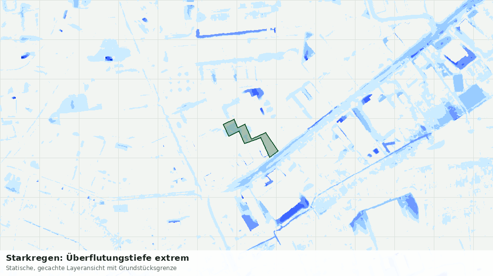Statische Kartenansicht: Starkregen: Überflutungstiefe extrem