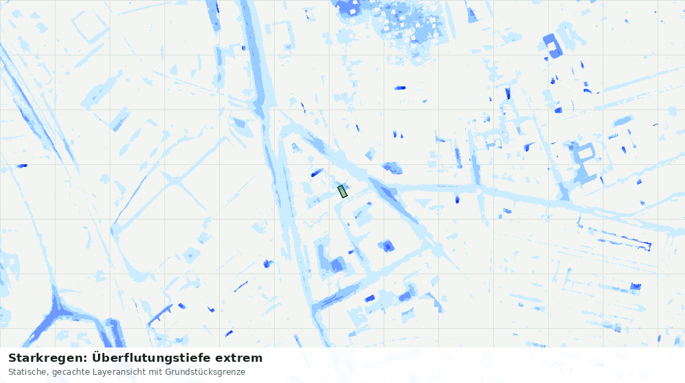 Statische Kartenansicht: Starkregen: Überflutungstiefe extrem