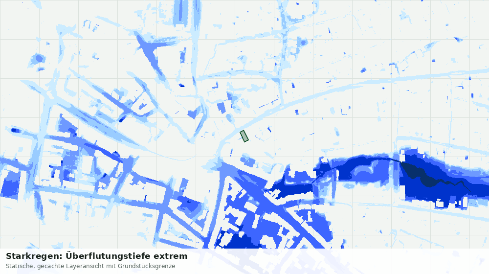 Statische Kartenansicht: Starkregen: Überflutungstiefe extrem