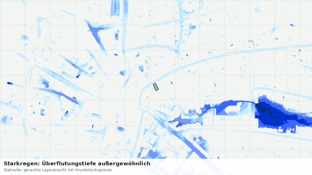 Statische Kartenansicht: Starkregen: Überflutungstiefe außergewöhnlich
