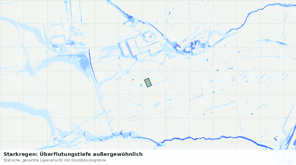 Statische Kartenansicht: Starkregen: Überflutungstiefe außergewöhnlich