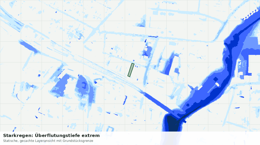 Statische Kartenansicht: Starkregen: Überflutungstiefe extrem