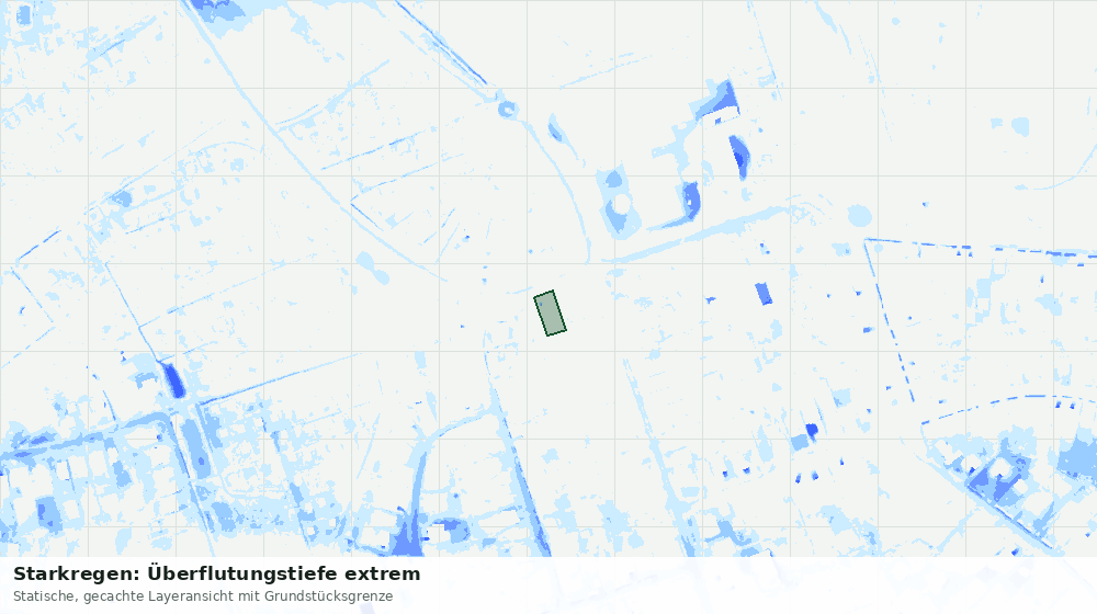 Statische Kartenansicht: Starkregen: Überflutungstiefe extrem