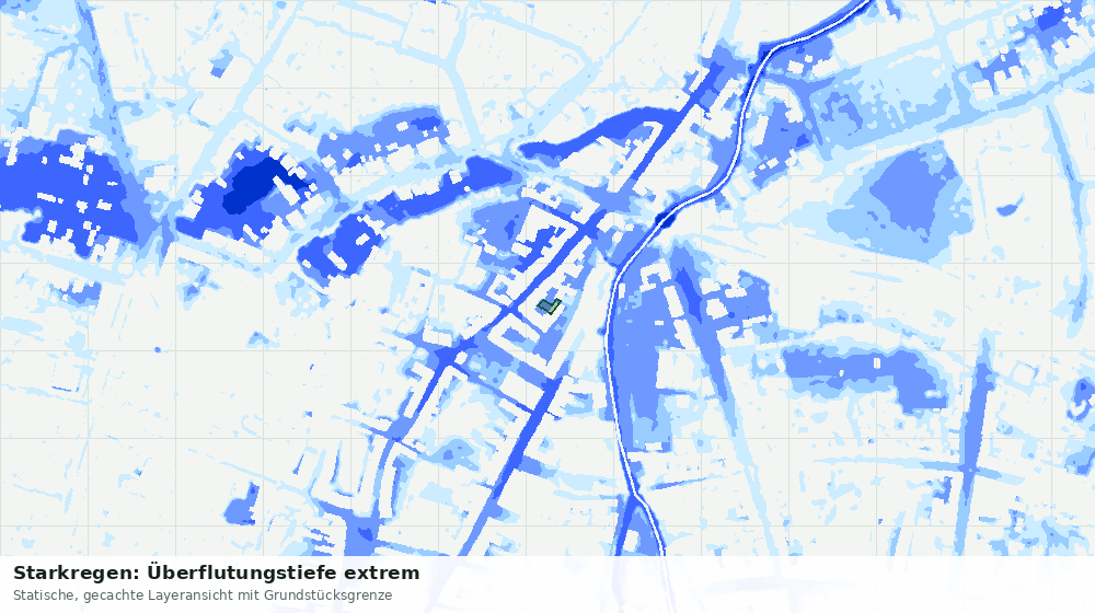 Statische Kartenansicht: Starkregen: Überflutungstiefe extrem