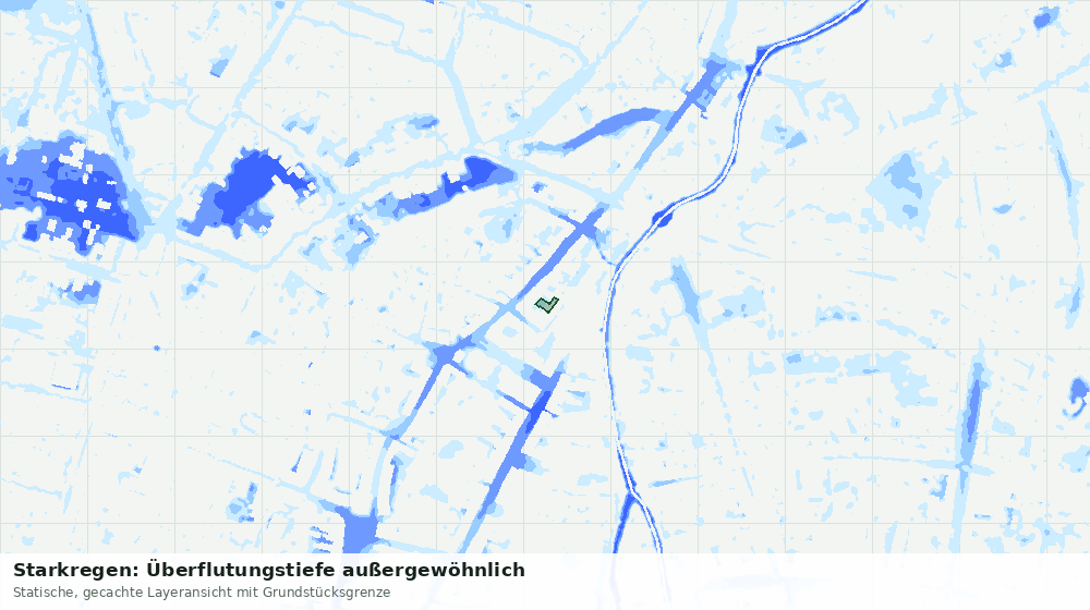 Statische Kartenansicht: Starkregen: Überflutungstiefe außergewöhnlich