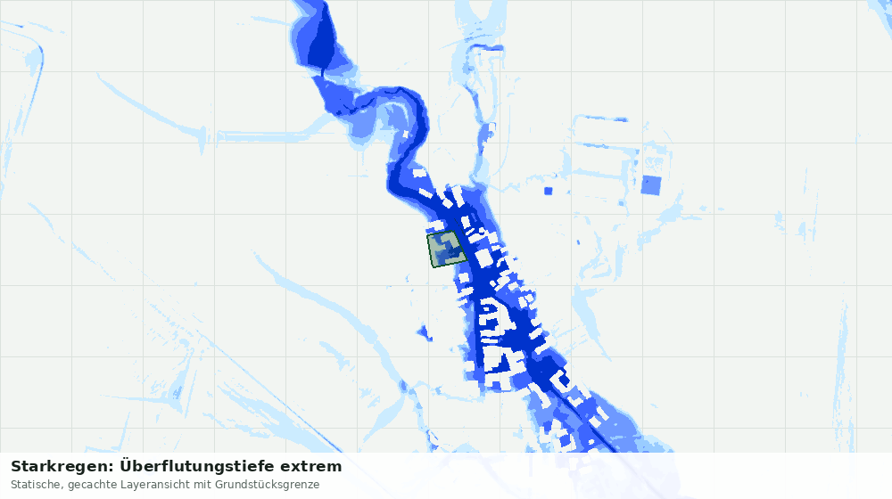 Statische Kartenansicht: Starkregen: Überflutungstiefe extrem