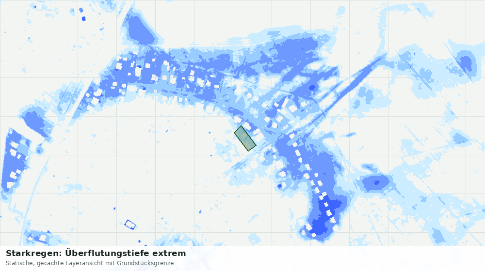 Statische Kartenansicht: Starkregen: Überflutungstiefe extrem
