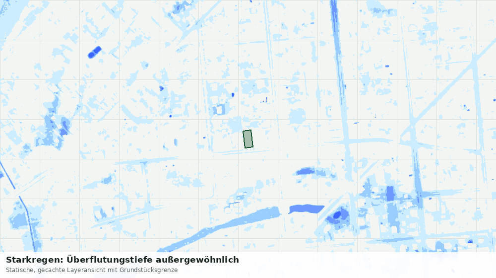Statische Kartenansicht: Starkregen: Überflutungstiefe außergewöhnlich