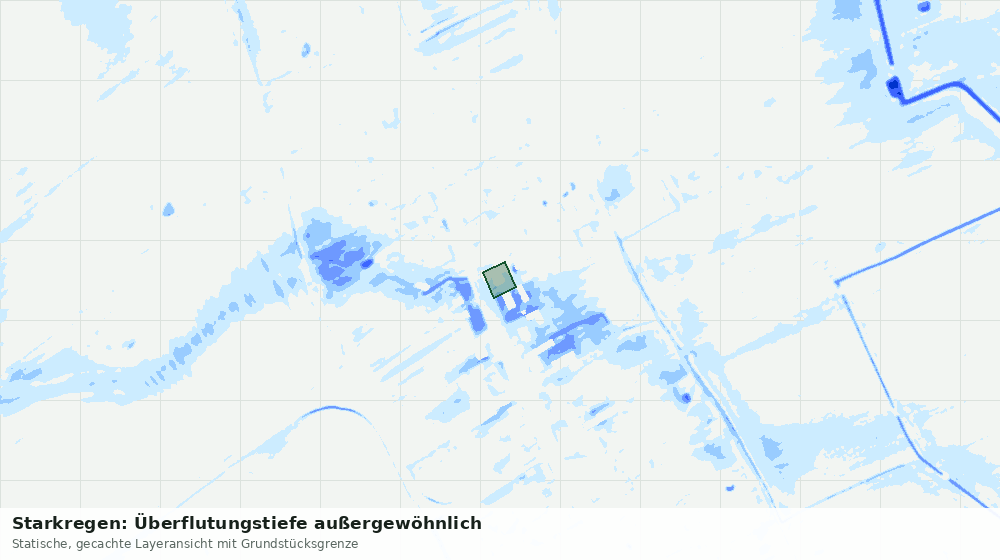 Statische Kartenansicht: Starkregen: Überflutungstiefe außergewöhnlich