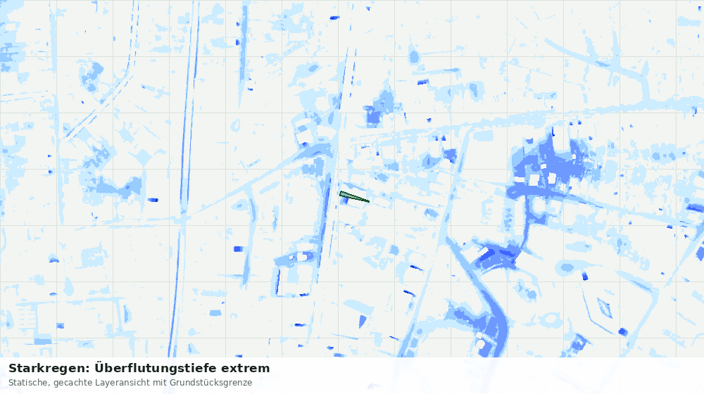 Statische Kartenansicht: Starkregen: Überflutungstiefe extrem