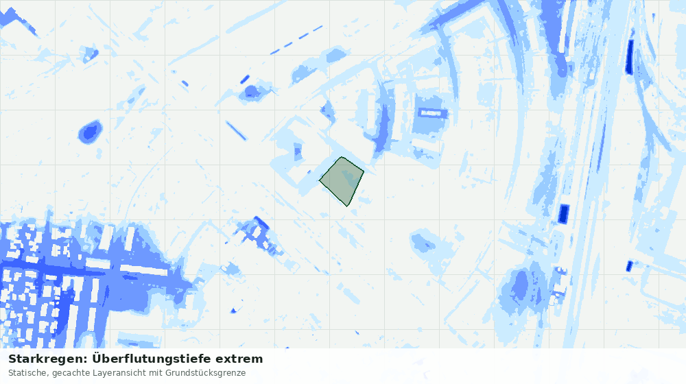 Statische Kartenansicht: Starkregen: Überflutungstiefe extrem