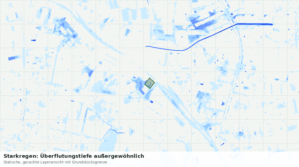 Statische Kartenansicht: Starkregen: Überflutungstiefe außergewöhnlich