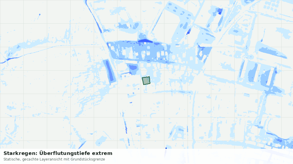 Statische Kartenansicht: Starkregen: Überflutungstiefe extrem