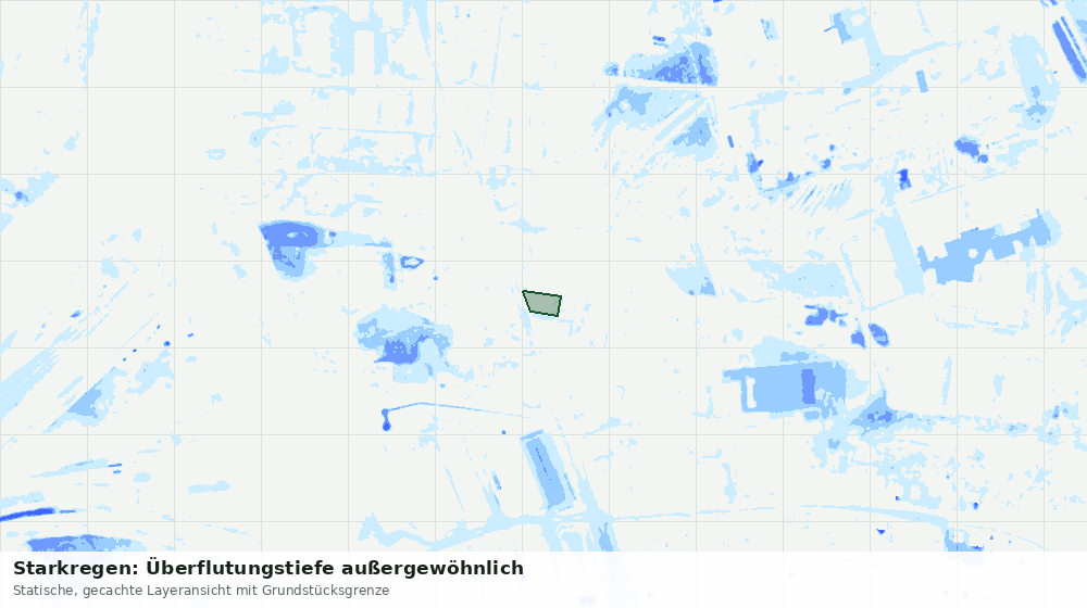 Statische Kartenansicht: Starkregen: Überflutungstiefe außergewöhnlich
