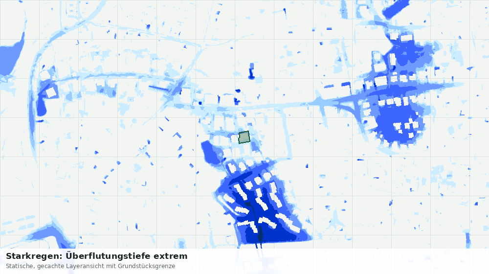 Statische Kartenansicht: Starkregen: Überflutungstiefe extrem
