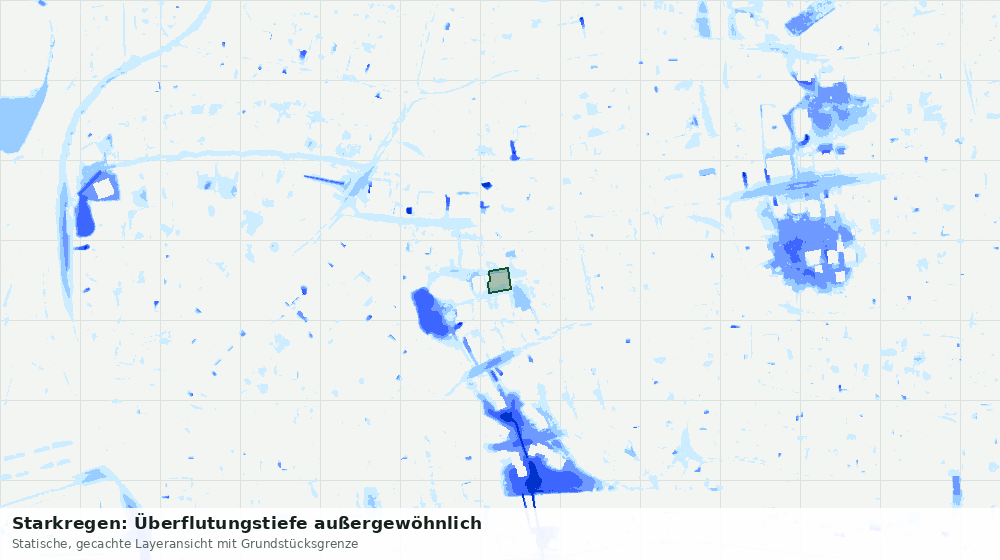 Statische Kartenansicht: Starkregen: Überflutungstiefe außergewöhnlich