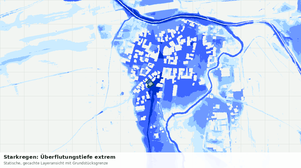 Statische Kartenansicht: Starkregen: Überflutungstiefe extrem