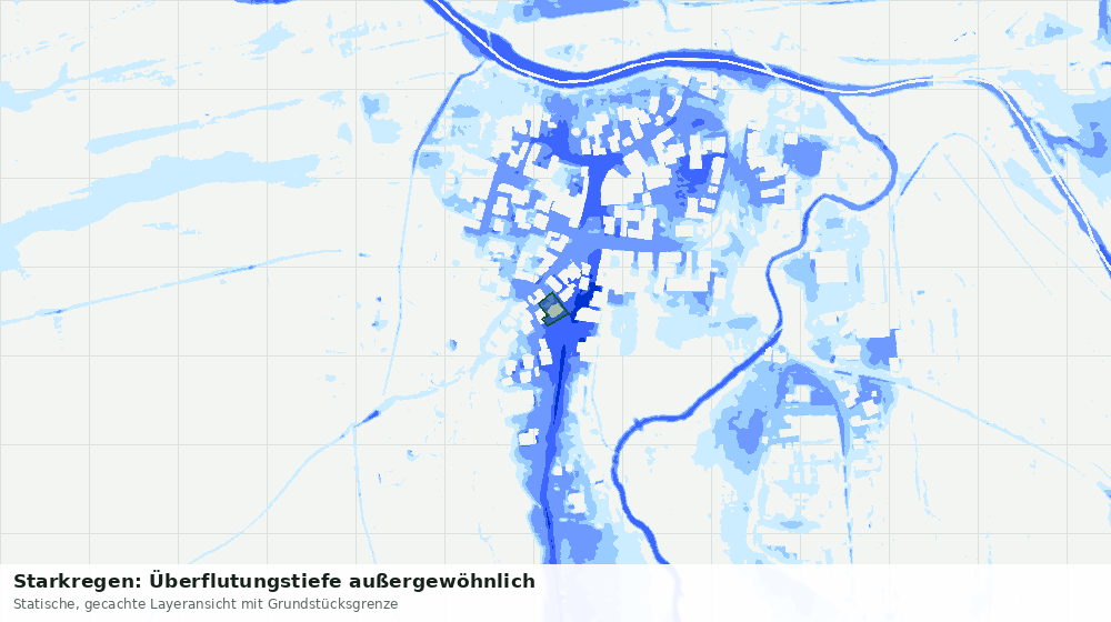 Statische Kartenansicht: Starkregen: Überflutungstiefe außergewöhnlich