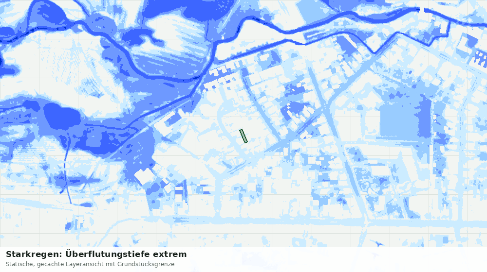 Statische Kartenansicht: Starkregen: Überflutungstiefe extrem