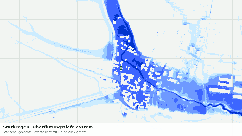 Statische Kartenansicht: Starkregen: Überflutungstiefe extrem