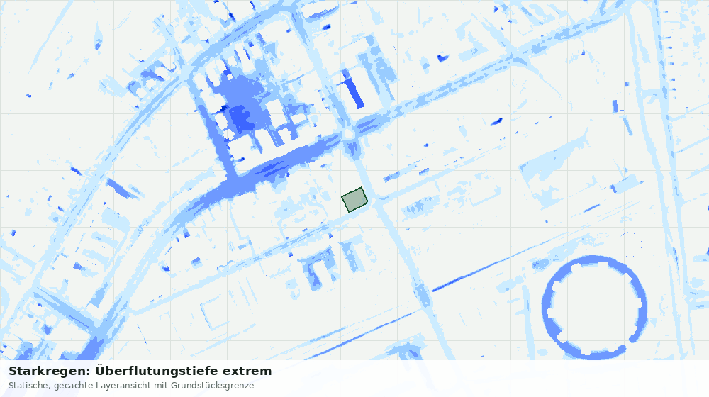 Statische Kartenansicht: Starkregen: Überflutungstiefe extrem