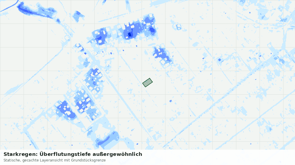 Statische Kartenansicht: Starkregen: Überflutungstiefe außergewöhnlich