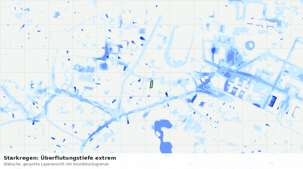 Statische Kartenansicht: Starkregen: Überflutungstiefe extrem