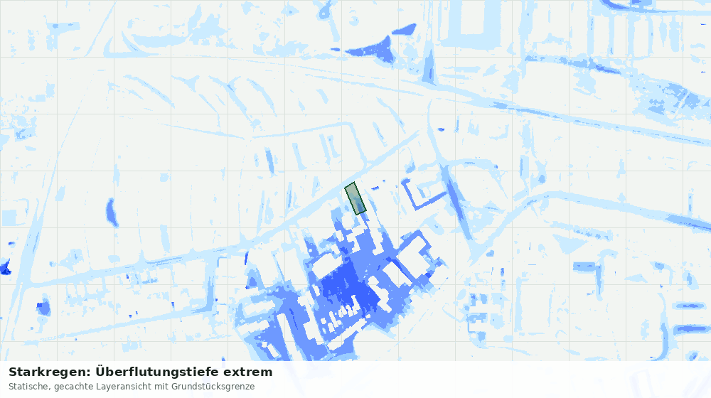 Statische Kartenansicht: Starkregen: Überflutungstiefe extrem