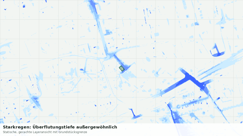 Statische Kartenansicht: Starkregen: Überflutungstiefe außergewöhnlich