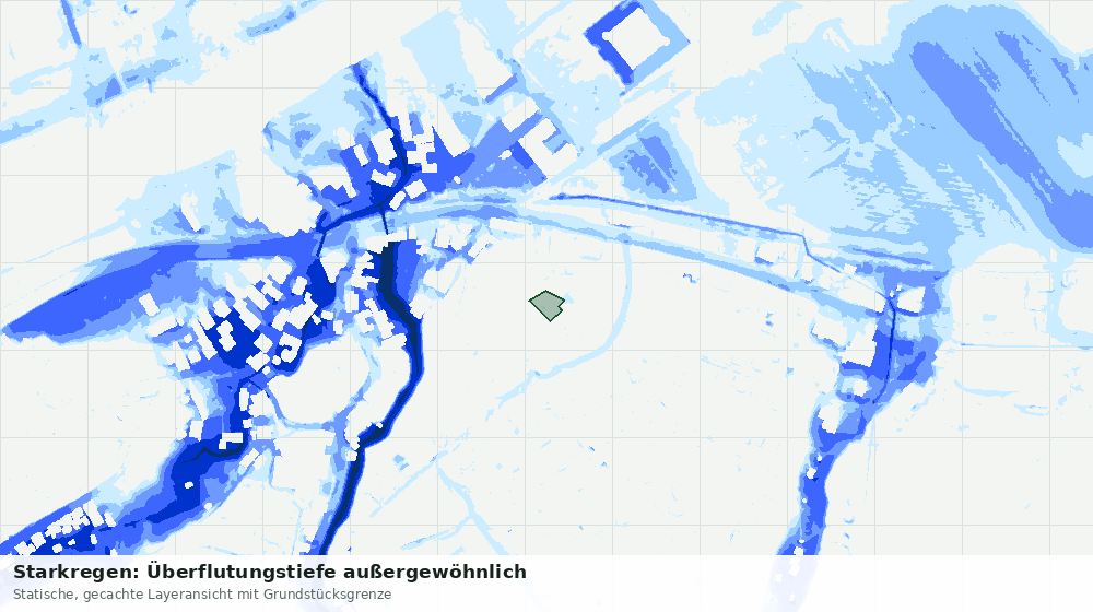Statische Kartenansicht: Starkregen: Überflutungstiefe außergewöhnlich