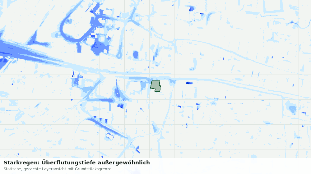 Statische Kartenansicht: Starkregen: Überflutungstiefe außergewöhnlich