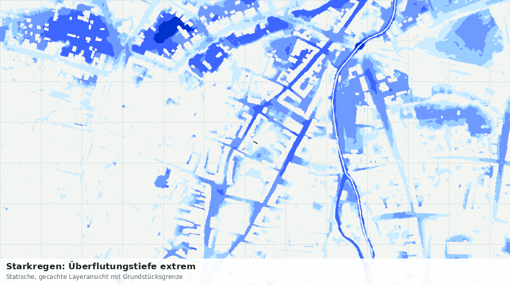 Statische Kartenansicht: Starkregen: Überflutungstiefe extrem