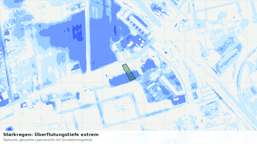 Statische Kartenansicht: Starkregen: Überflutungstiefe extrem