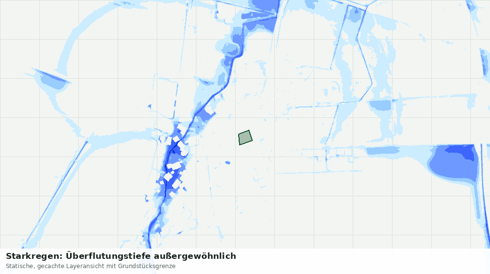 Statische Kartenansicht: Starkregen: Überflutungstiefe außergewöhnlich