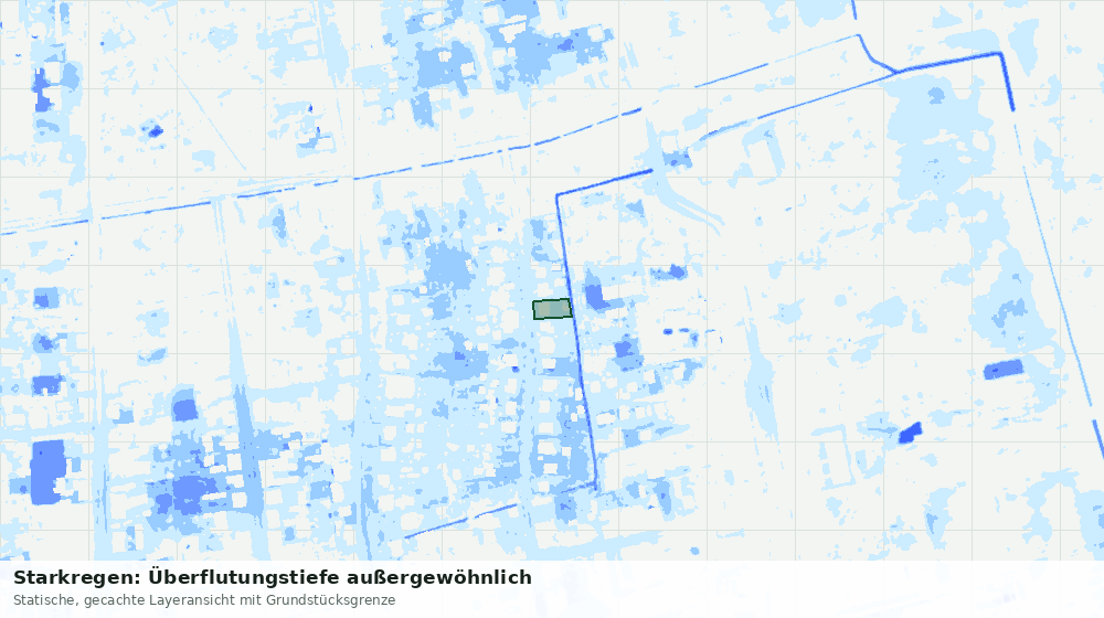 Statische Kartenansicht: Starkregen: Überflutungstiefe außergewöhnlich