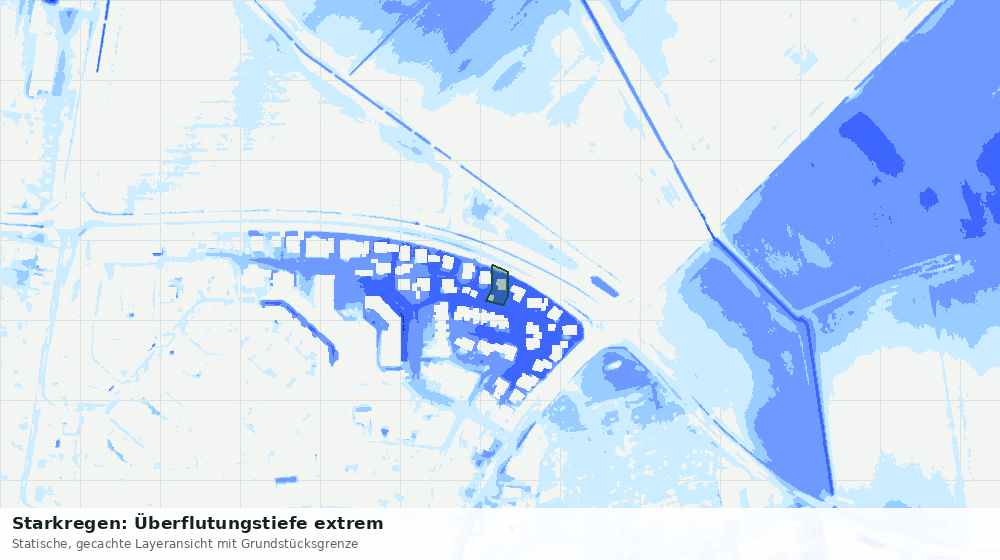 Statische Kartenansicht: Starkregen: Überflutungstiefe extrem