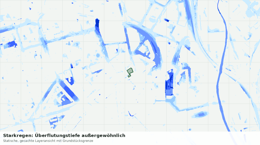 Statische Kartenansicht: Starkregen: Überflutungstiefe außergewöhnlich