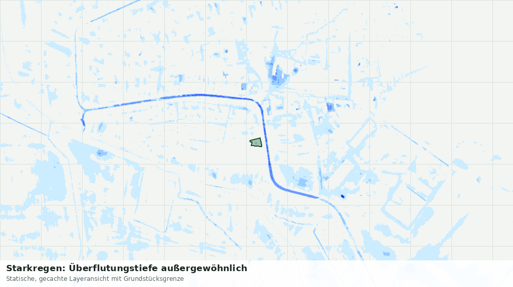 Statische Kartenansicht: Starkregen: Überflutungstiefe außergewöhnlich