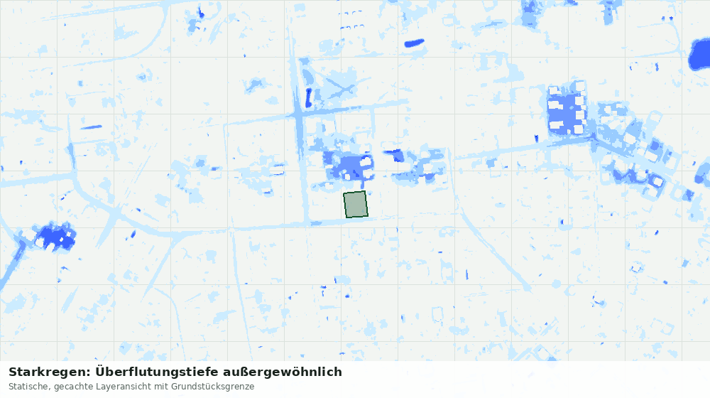 Statische Kartenansicht: Starkregen: Überflutungstiefe außergewöhnlich