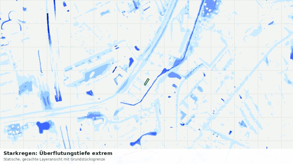 Statische Kartenansicht: Starkregen: Überflutungstiefe extrem