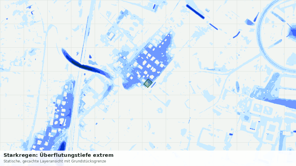 Statische Kartenansicht: Starkregen: Überflutungstiefe extrem
