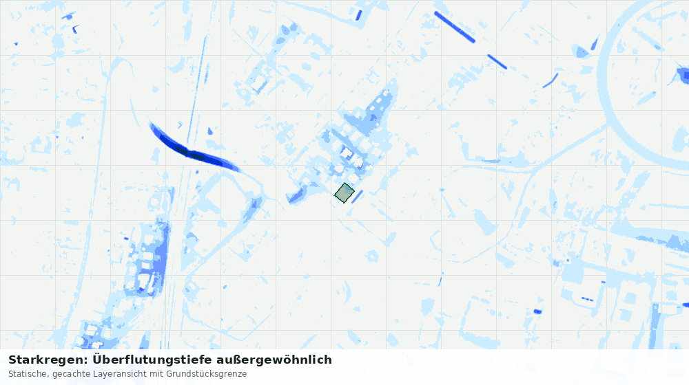Statische Kartenansicht: Starkregen: Überflutungstiefe außergewöhnlich