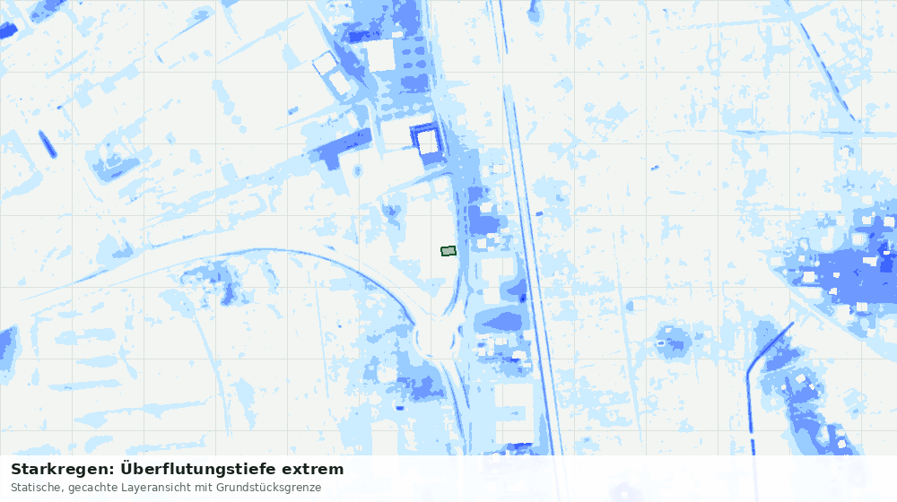 Statische Kartenansicht: Starkregen: Überflutungstiefe extrem