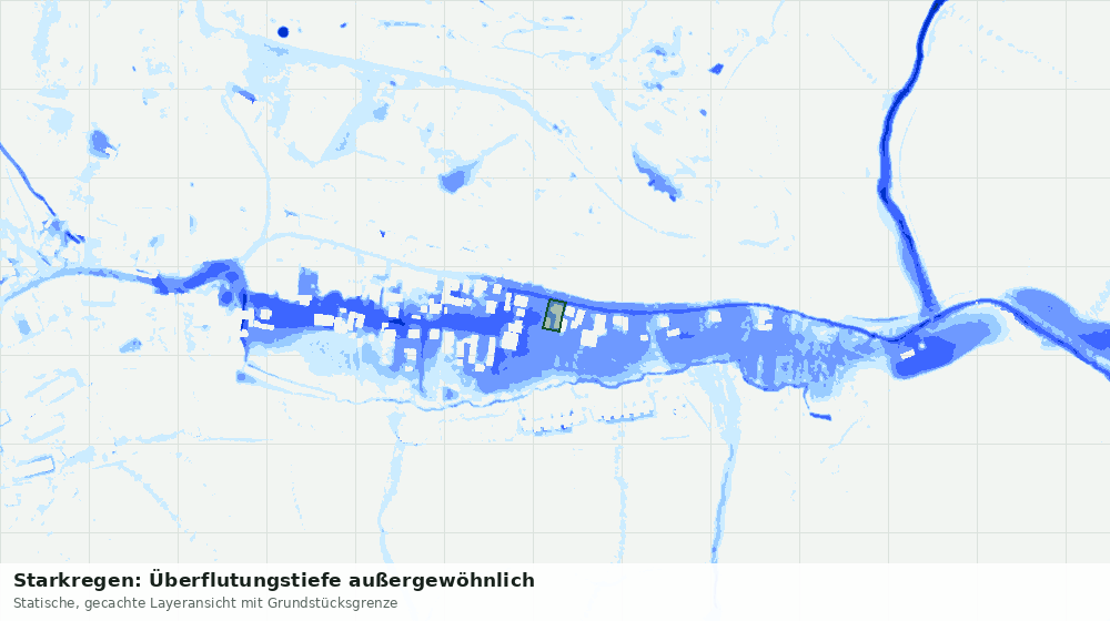 Statische Kartenansicht: Starkregen: Überflutungstiefe außergewöhnlich