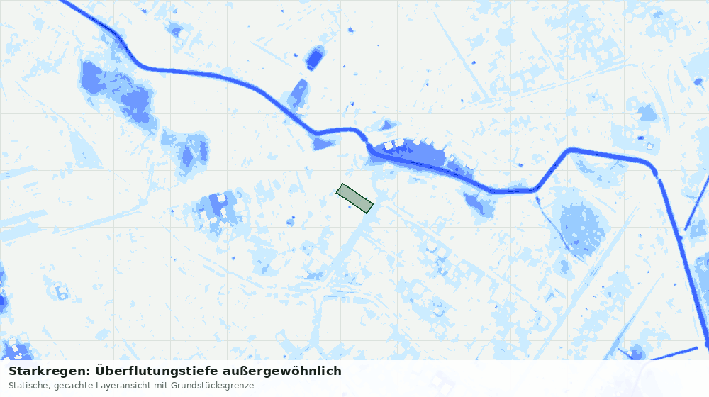 Statische Kartenansicht: Starkregen: Überflutungstiefe außergewöhnlich