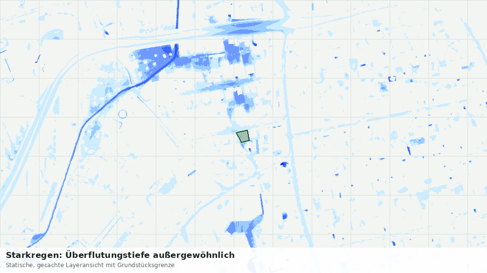 Statische Kartenansicht: Starkregen: Überflutungstiefe außergewöhnlich