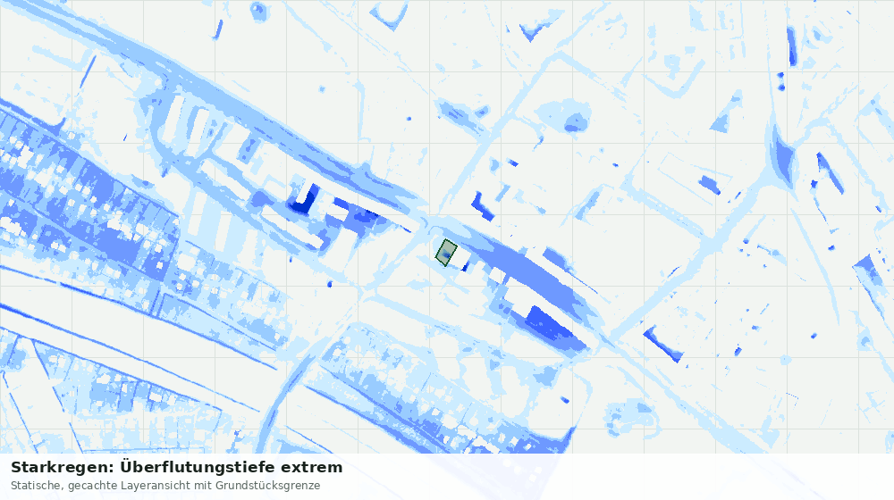 Statische Kartenansicht: Starkregen: Überflutungstiefe extrem